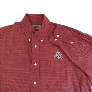 Mens Vesi Sportswear Ohio State Button Down Long Sleeve Shirt Sz M Red Check